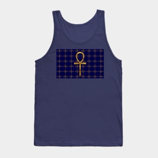 Blue and Gold Egyptian Ankh - Key Of Life Mask Tank Top